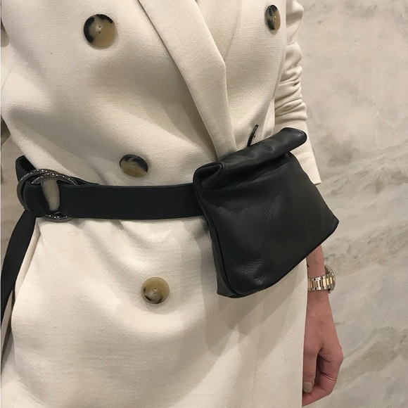 Marie Turnor black leather belt sack waist bag- excellent condition - Picture 2 of 6
